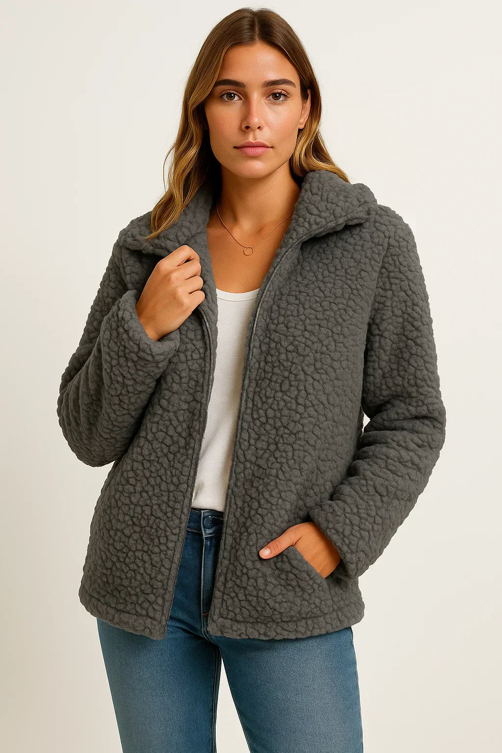 Maison Teddy Fleece Jacket | Hooded Zip-Up Design