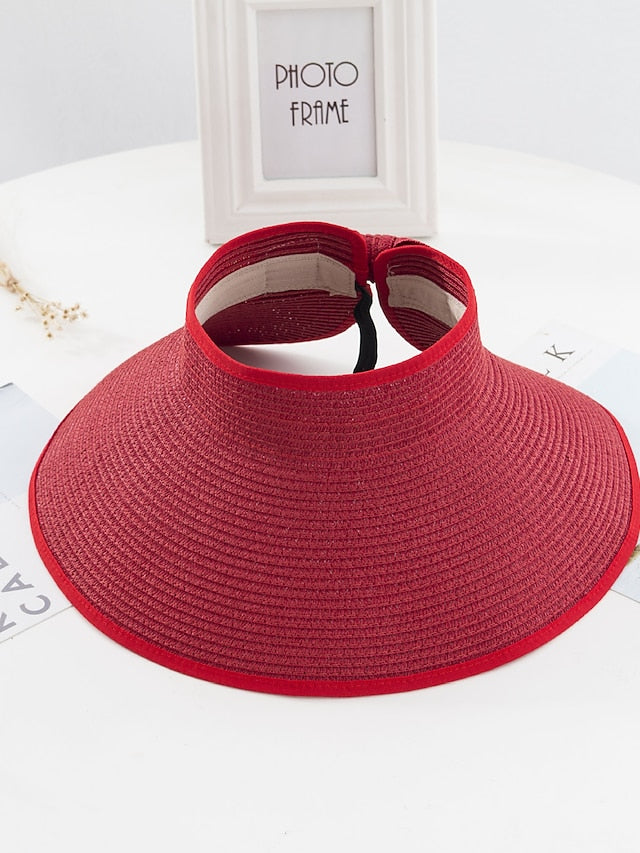 14 Colors Summer Folding Empty Top Hat Straw Hat Sun Hat Beach Hat Sunshade Sun Hat Panama Men's Straw Hat for Women