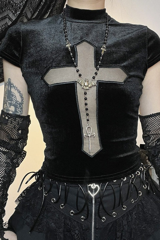 Halloween Cross Crop T-Shirt