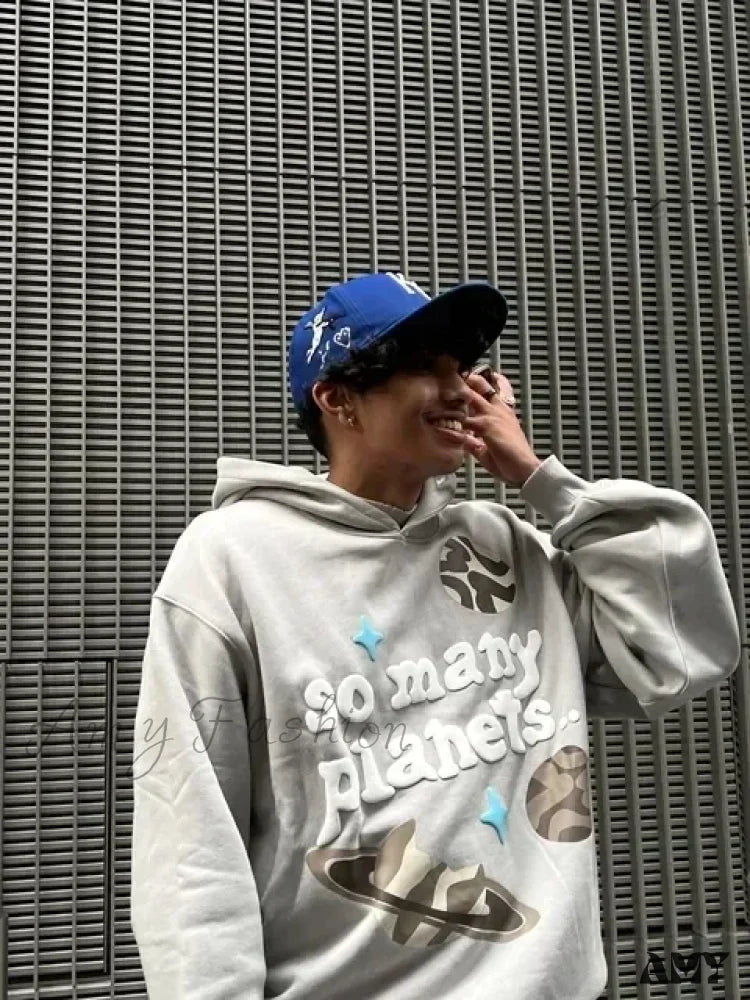 Broken Planet Zipper Y2K Harajuku Hip Hop Cartoon Puff Hoodie