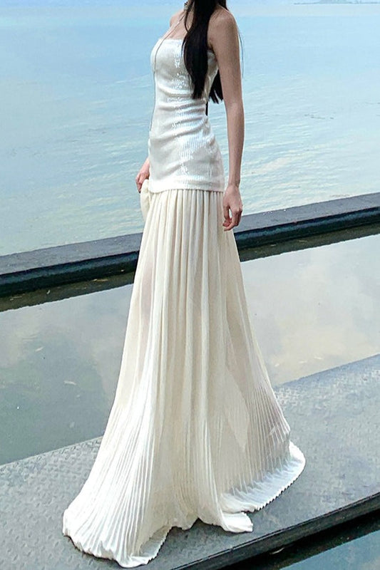 | Sequin Patchwork Strapless Maxi Dress