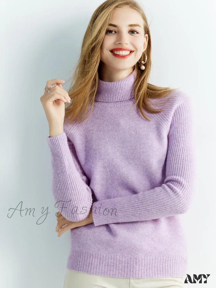 Cashmere Women's Knitted 100% Merino Wool Long Sleeve Vintage Autumn Winter Clothes Cozy Sweater