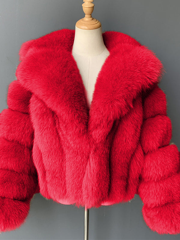 Fluffy Faux Fur Short Coat With Lapel Eco-friendly Winter Jacket For Women 2026