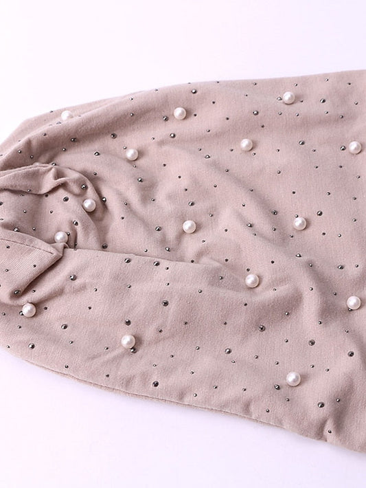 Hat Beanie / Slouchy Black Blue Pink Outdoor Home Daily Beaded Knit Pure Color Portable Windproof Comfort for Women