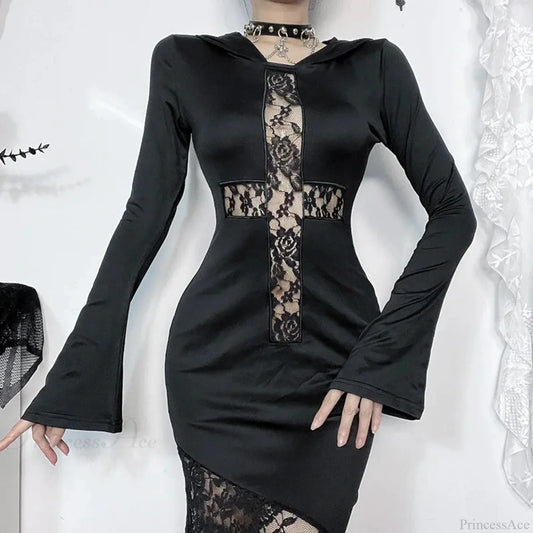Covered Cross Empty Lace Full Dress