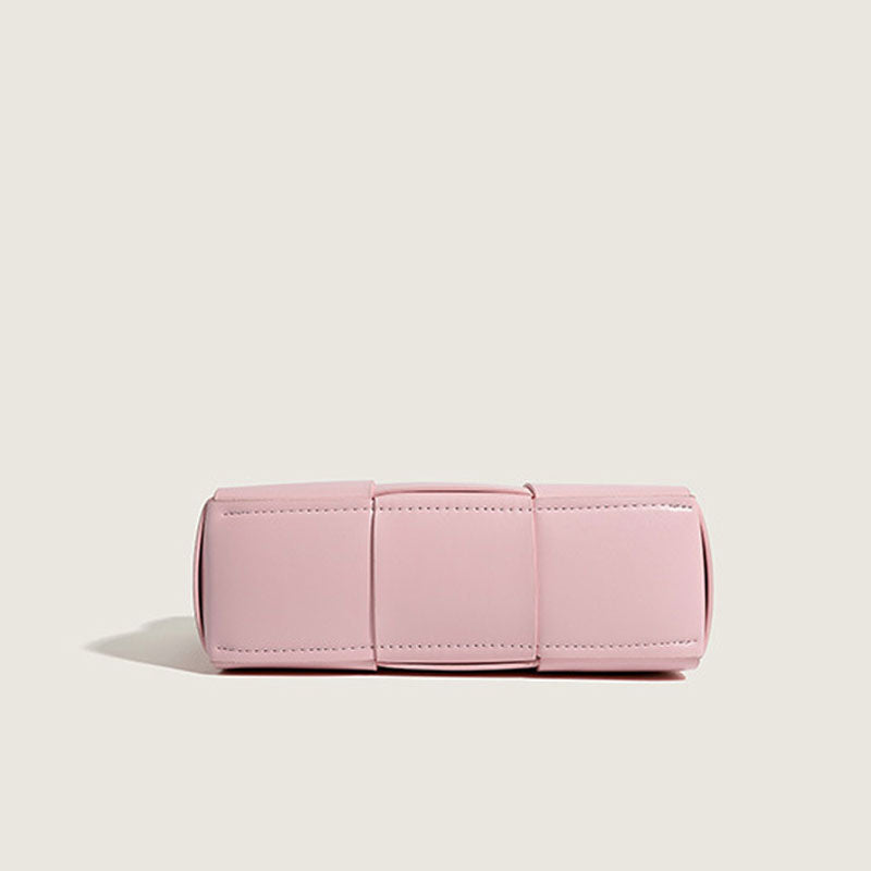 Solid Color Intrecciato Vegan Leather Tote Bag - Pink
