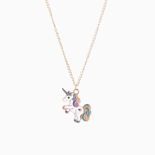 Fly Back Childhood Unicorn Pendant Necklace - Gold Plated