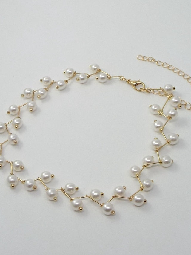Choker Necklace Pearl White Alloy Classic for Women Wedding Daily 1PC