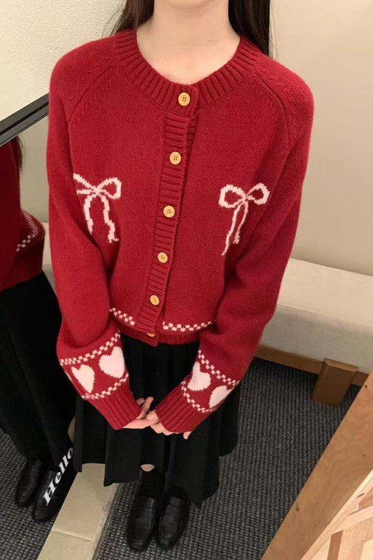 Relaxed Fit Bow Front Cardigan
