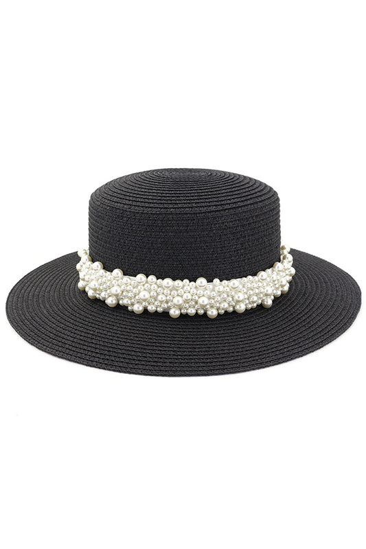 Pearl Embellished Beach Hat