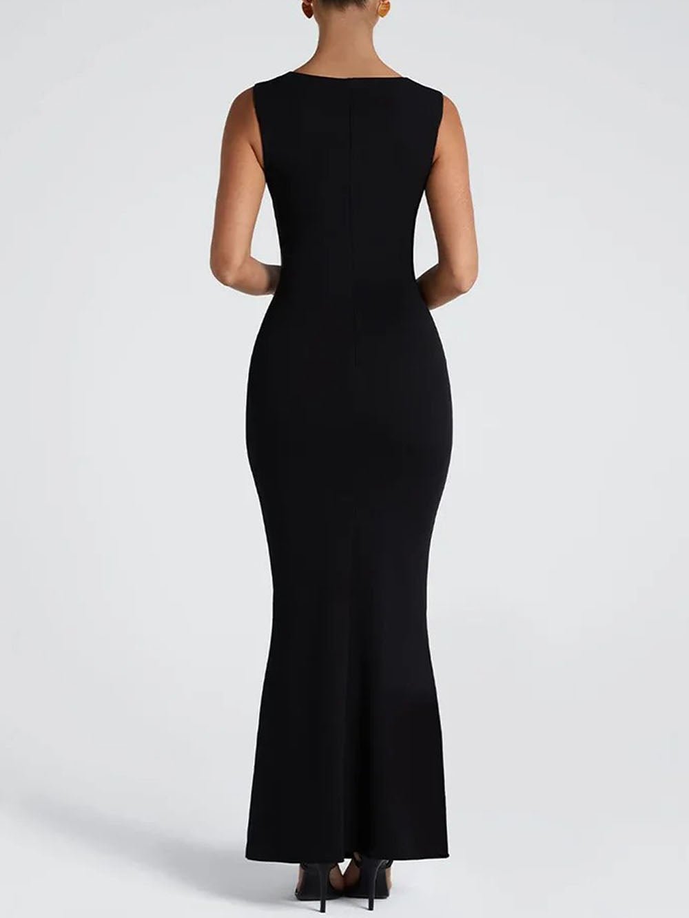 Square Neck Cowl Bust Bodycon Column Maxi Dress