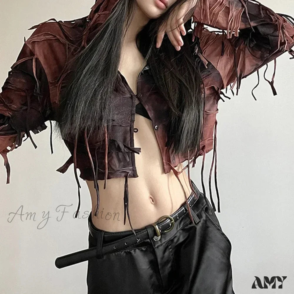 Dark Fairy Grunge Y2k Tassel Hooded Vintage Long Sleeve Cozy Chic Stylish Cardigan