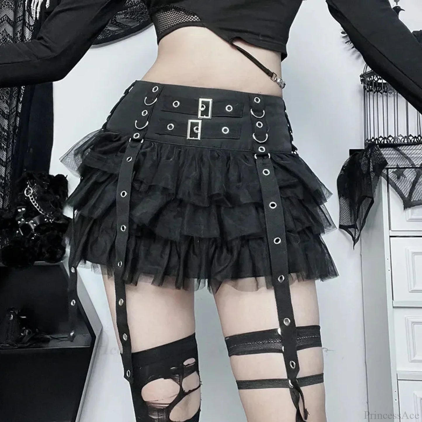 Dark High Waist Mini Skirt