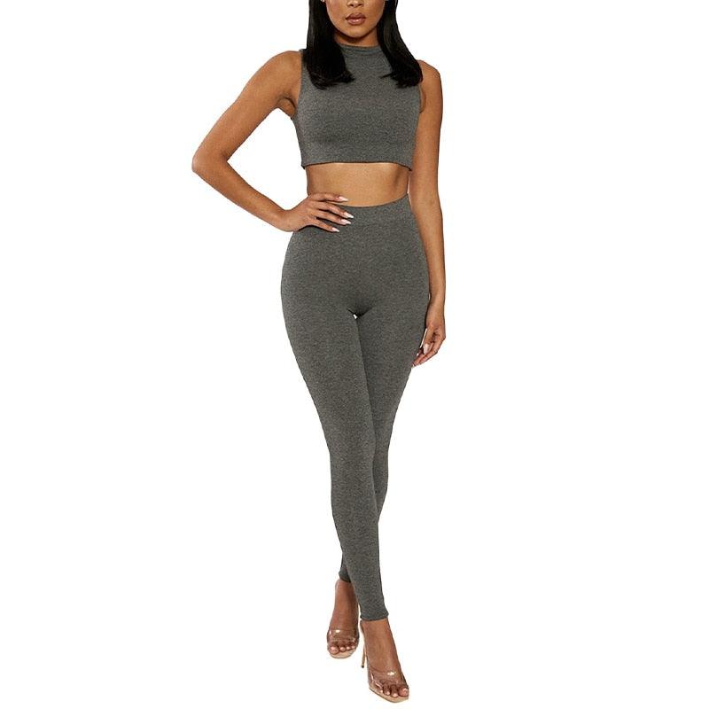 KittenAlarm - Dee Halter Neck Crop Top & High Waist Leggings Set