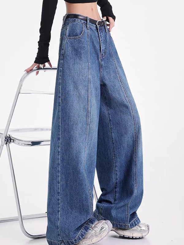 American Retro Washed Straight Tube Boyfriend Jeans