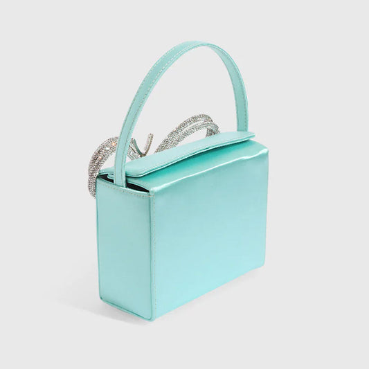 Blue Rhinestone Butterfly Clutch Bag