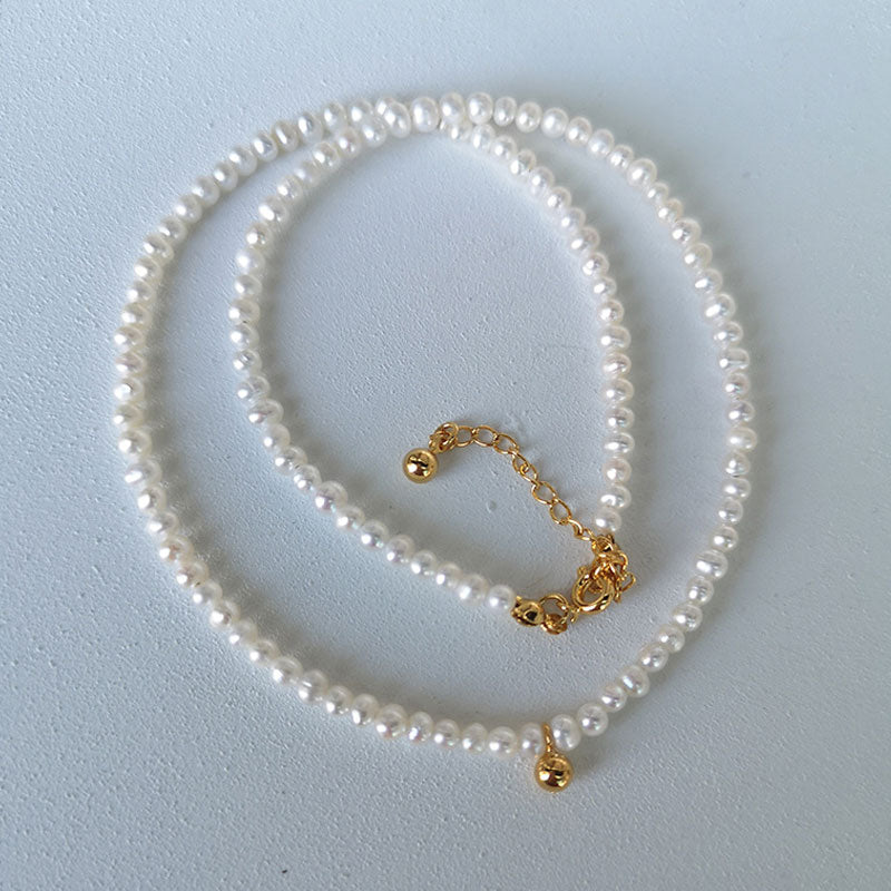 Pearl Embellished Beaded Choker Necklace - White