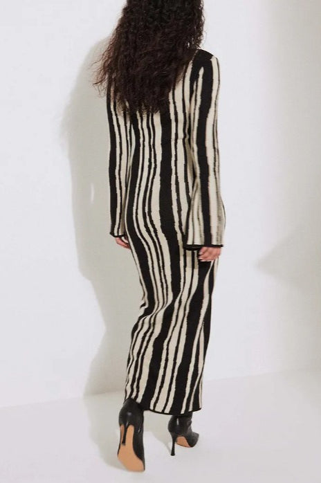 Striped Contrast Slim Knit Sweater Dress
