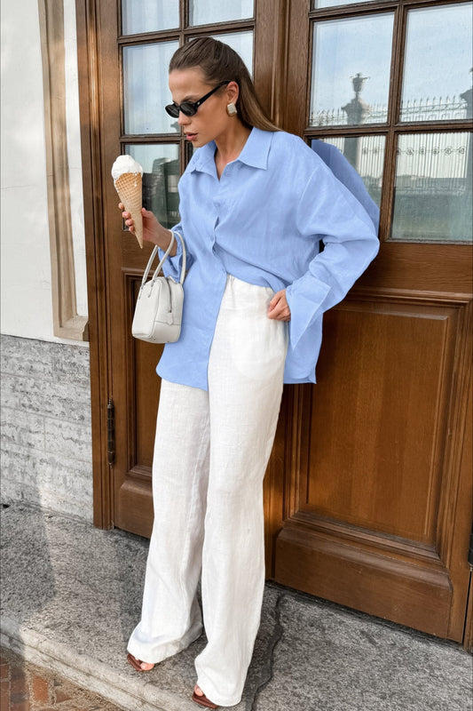 Fresh Blue Lazy Style Blouse