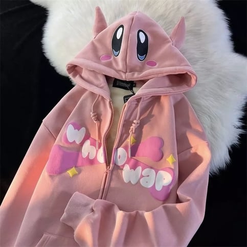 3D Pink Japanese Anime Print Long Sleeve Hoodie