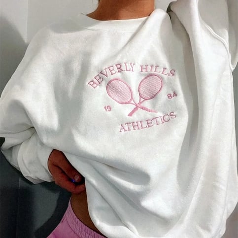 White Tennis Embroidery Sweater
