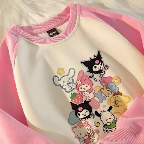Japanese Anime Cartoon Patchwork Long Sleeve Shirt