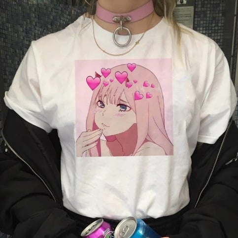 Cute Anime Girl Print Cartoon Graphic Casual Short Sleeve Shirt Tee T-shirt E-Girl Kawaii Korean Japanese Harajuku Chinese Retro Streetwear Aesthetic