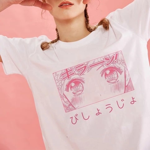 Cute Japanese Anime Girl Cartoon Pastel Short Sleeve T-shirt