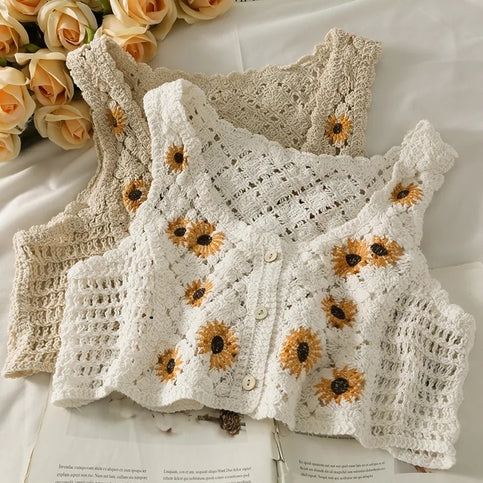 Sunflower Knit Crop Top