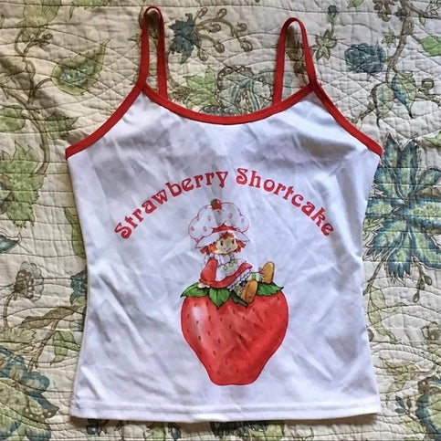 Strawberry Cartoon Print Tank Top