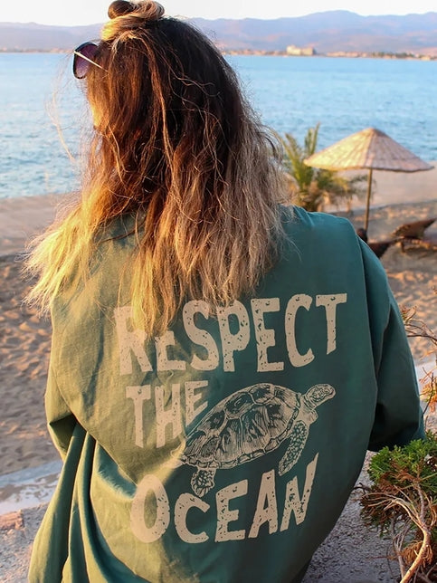 Respect Turtle Print Short Sleeve T-shirt