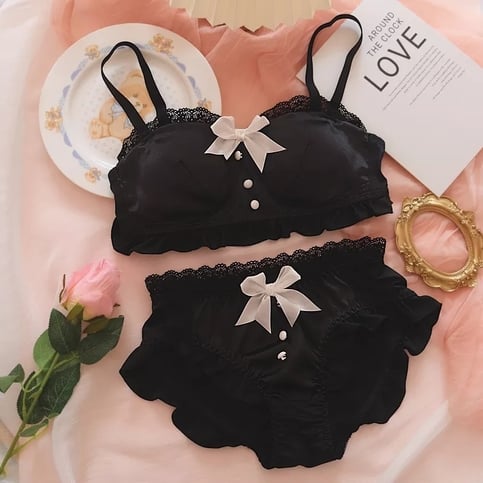 Japanese Maid Bow Bra + Panties Lingerie