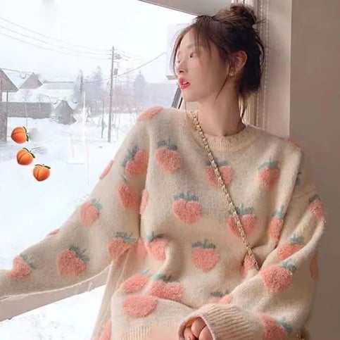 Peach Print Soft Sweater