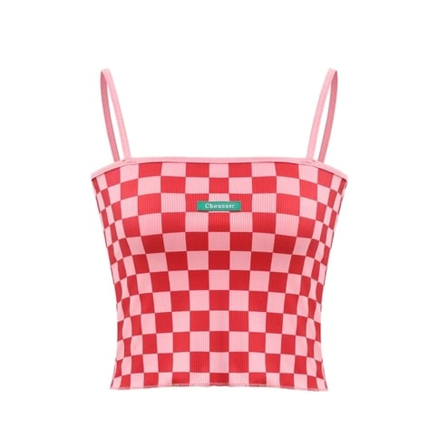 Red & Pink Checkered Tank Top