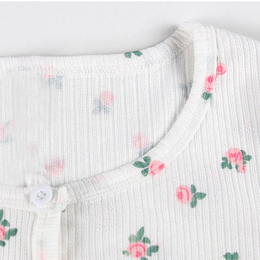 Cute Flower Rose Button Up Crop Top Short Sleeve Shirt T-shirt Tee Top Kawaii Korean Japanese Harajuku Chinese Retro Streetwear Aesthetic Fashion