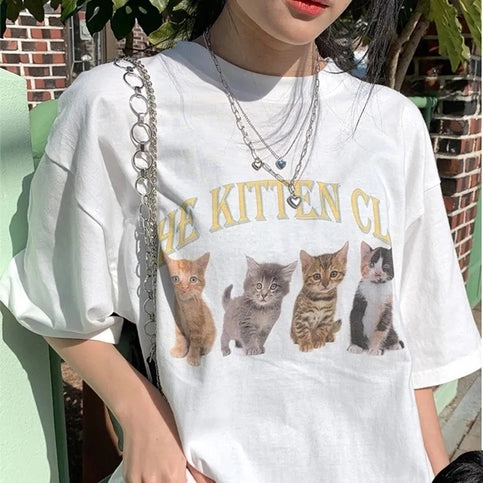 Kitten Print Short Sleeve T-shirt