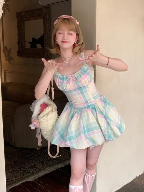 Rainbow Fairy Bow Colorful Mini Dress