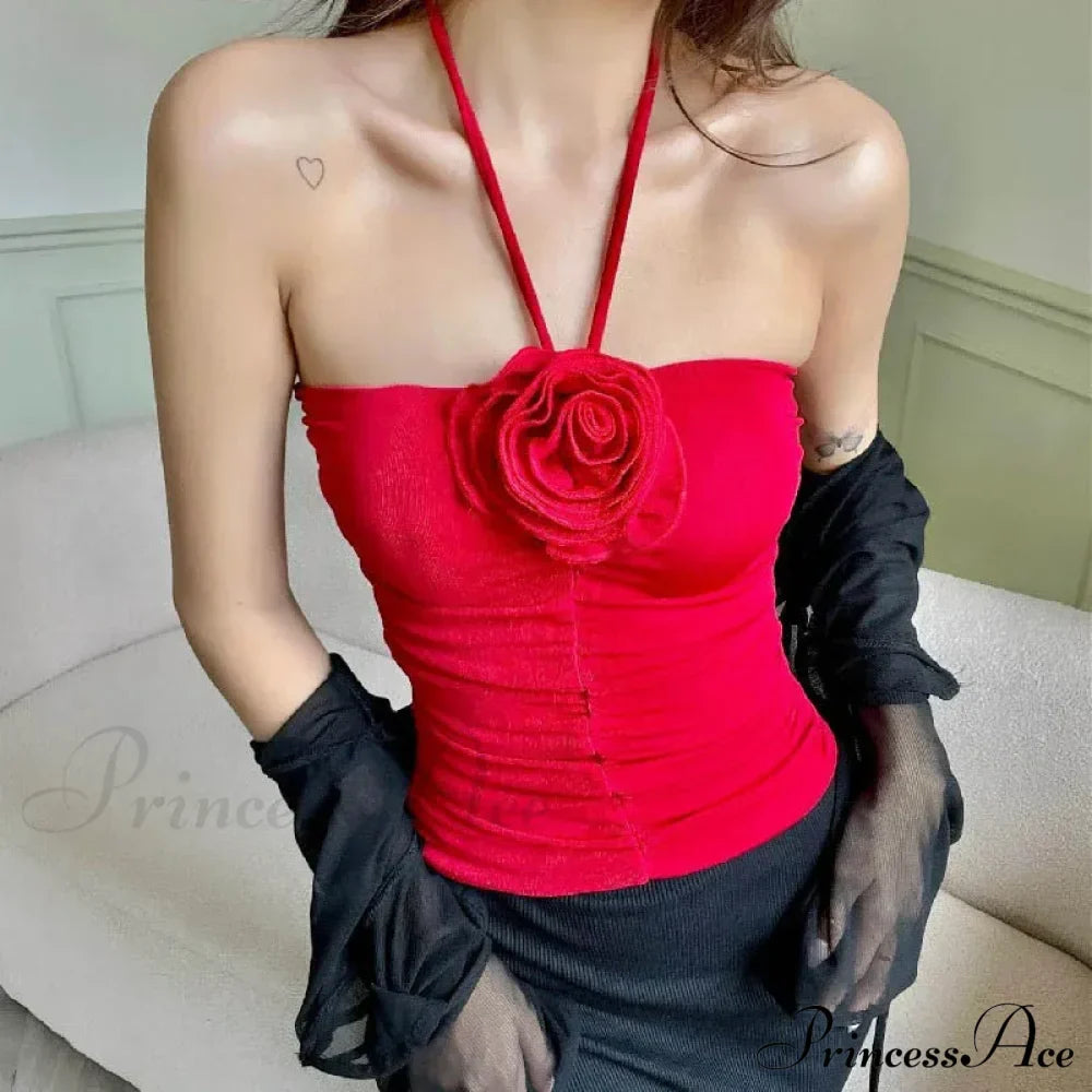 Flower Patchwork halter Tubes Off Shoulder Backless Tank Sexy Women Off Shoulder Ruched Black Mini Vests Tank top