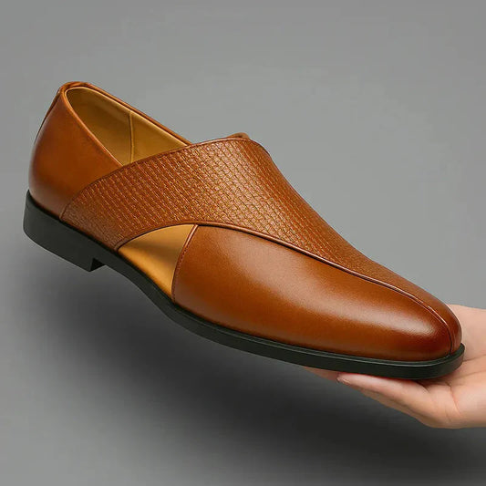 Genuine Leather Loafers | Cross-Strap Detail | Slip-On