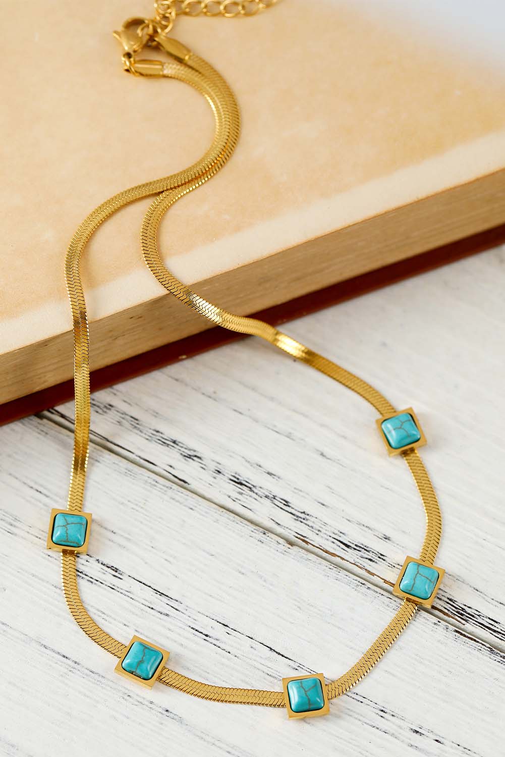 Serpent Bone Necklace with Turquoise