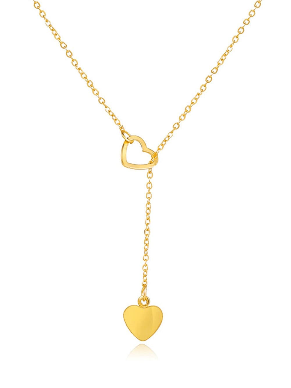 Heart Lariat Necklace with Patchwork Design