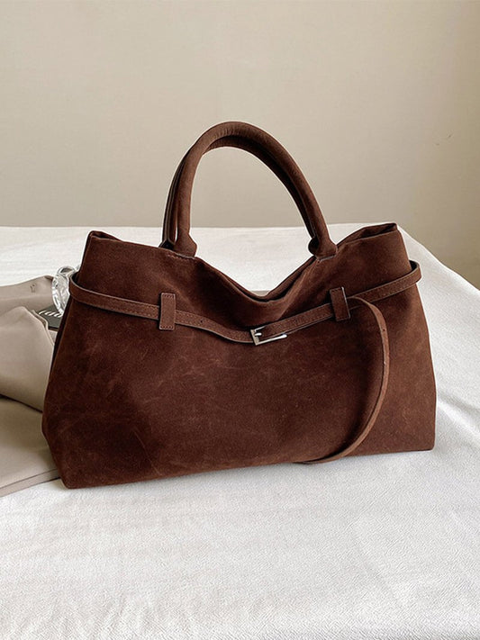 The Dalila — Structured Suede Top Handle Bag
