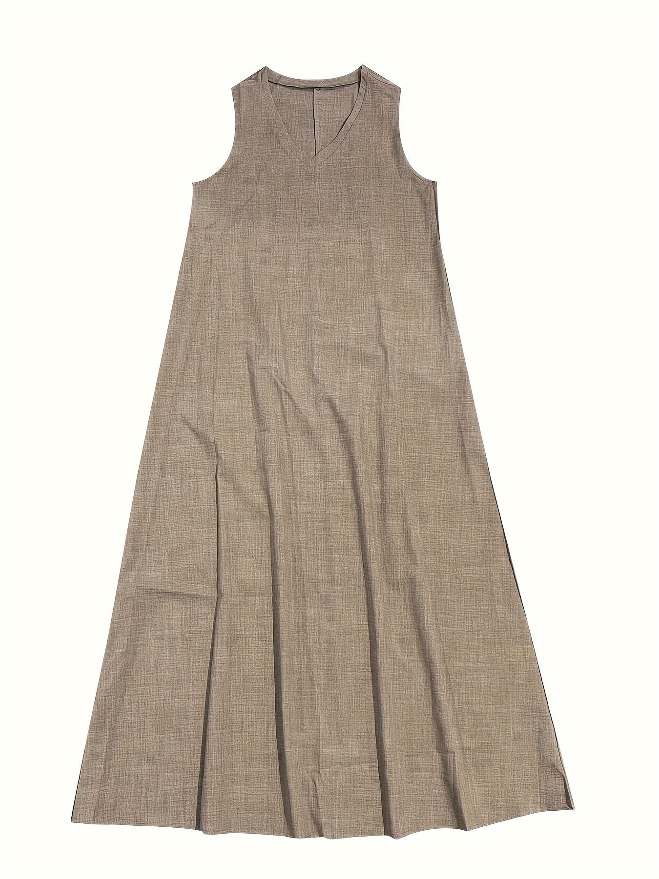 V-Neck Sleeveless Relaxed Fit Flowy Floor-Length Maxi Dress