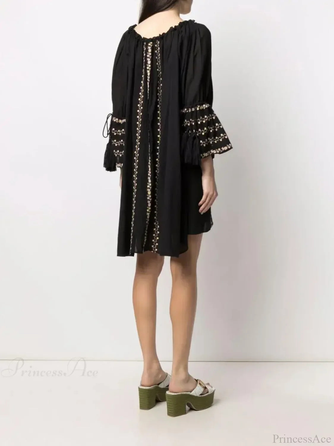 Irregular Backless Embroidery Beach Boho Dress