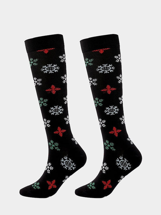 Unisex Knee High Socks Christmas Gift Cycling / Bike Multi Color Spandex Nylon Sporty Casual Classic Warm Cute Sports 1 Pair for Women