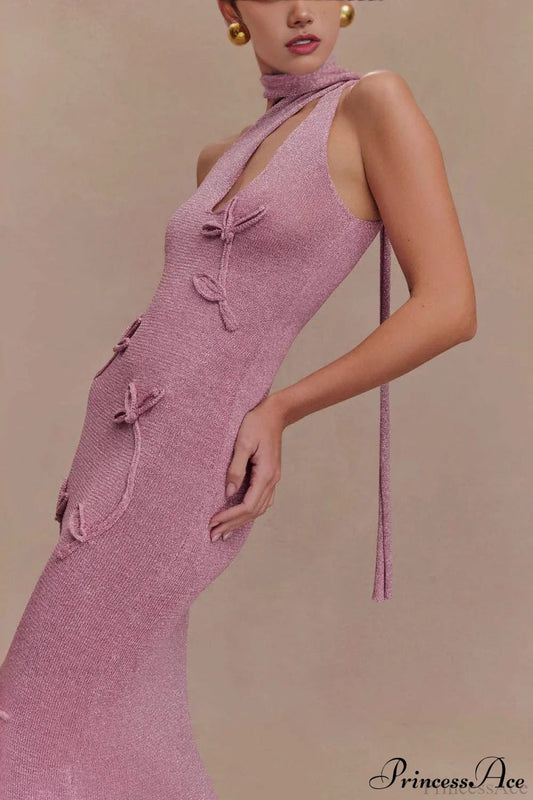 Knit Floral Ruffle Maxi Dress