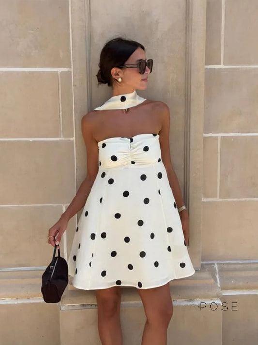 Ailen One Shoulder Polka Dot Dress