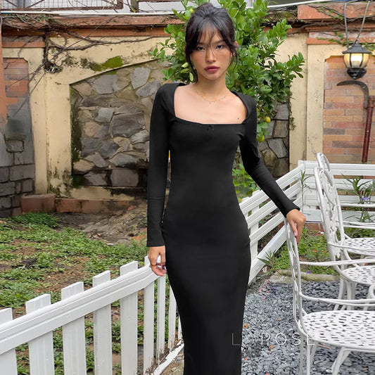 Clare Square-Neck Tie Bodycon Dress