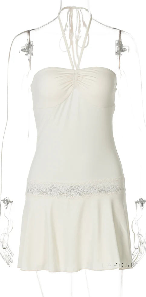 Haydee Lace Halter Mini Dress