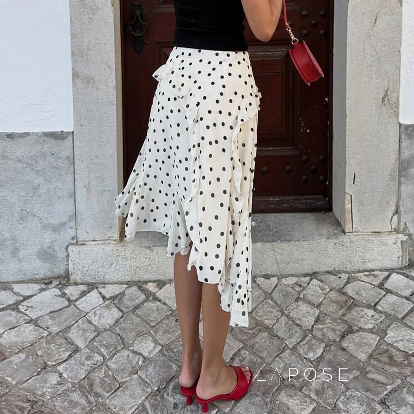 Kenzley Ruffled Patchwork Asymmetric Skirt